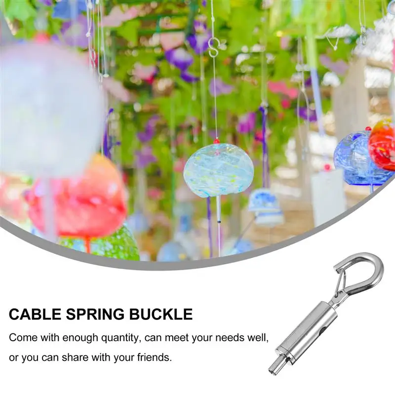 10pcs Stainless Steel Spring Buckle Adjustable Curtain Wire Clasps Clothesline Spring Hook Durable Cable Guide Hooks