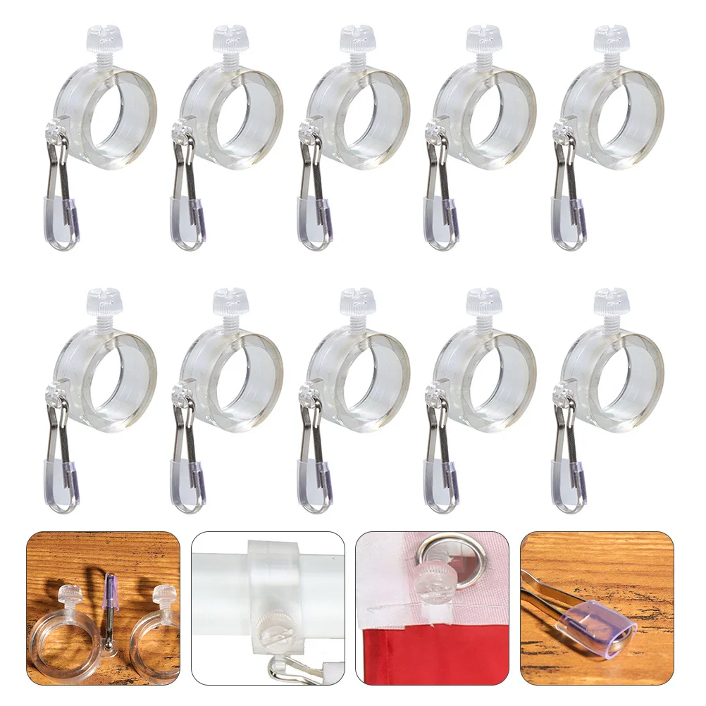 

8 pcs Pole Clips Flag Mounting Rings Lightweight Durable Flag Pole Clamps Fixing Buckles For Outdoor Flags Metal Clamps
