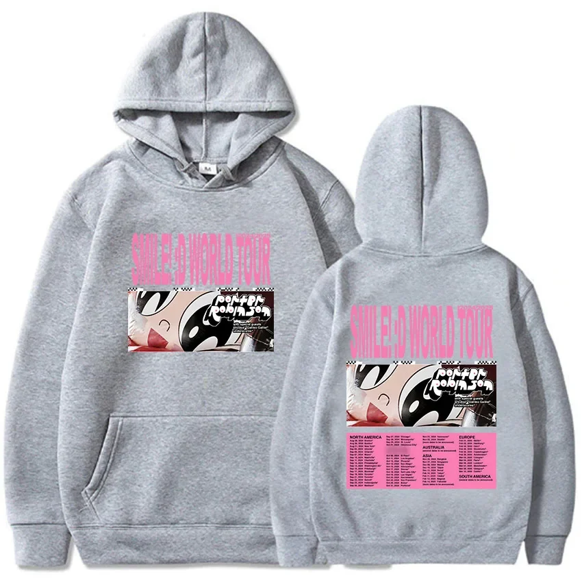 

Толстовки с двусторонним принтом Porter Robinson Smile World Tour 2024/2025, толстовки, уличная одежда, зима-осень, теплые пуловеры с капюшоном
