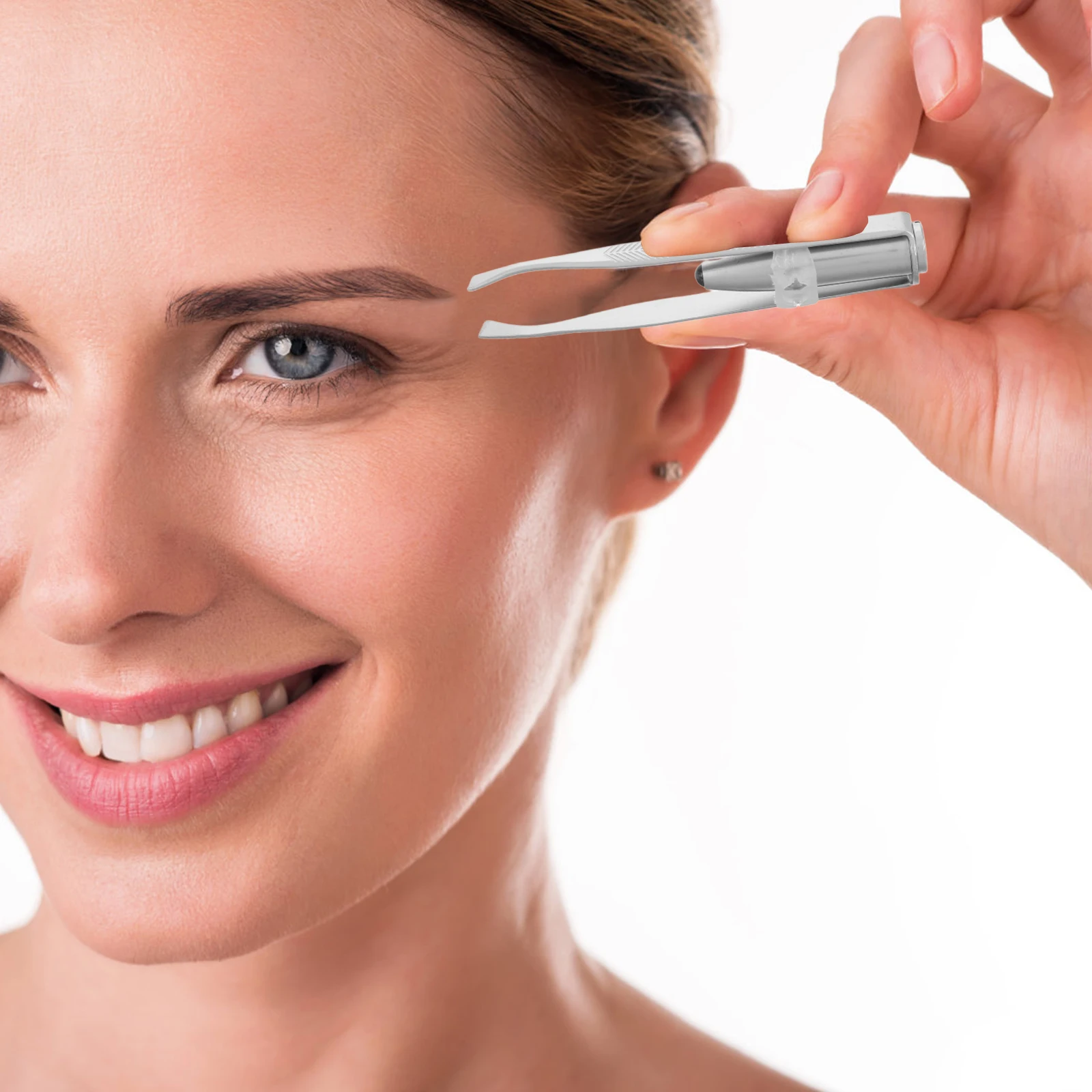 2Pcs Precision LED Eyebrow Tweezers Stainless Steel Illuminated Brow Shaper for Women Men Facial Grooming Tools