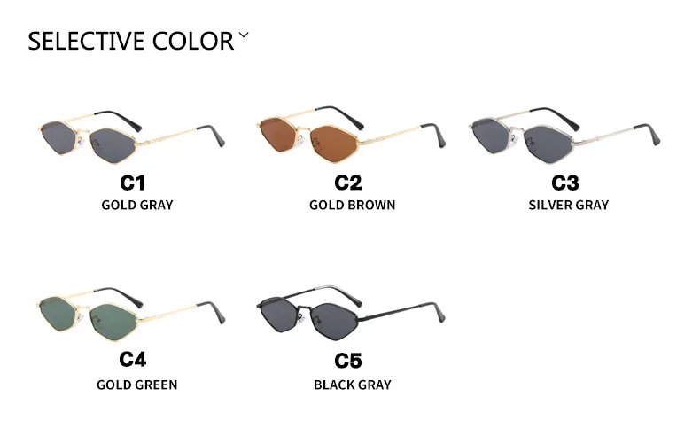 Modische Damen-Sonnenbrille mit Kleinem Polygonrahmen, Markendesigner Metallrahmen-Brille mit UV400-Schutz, Oculos – Detail 7