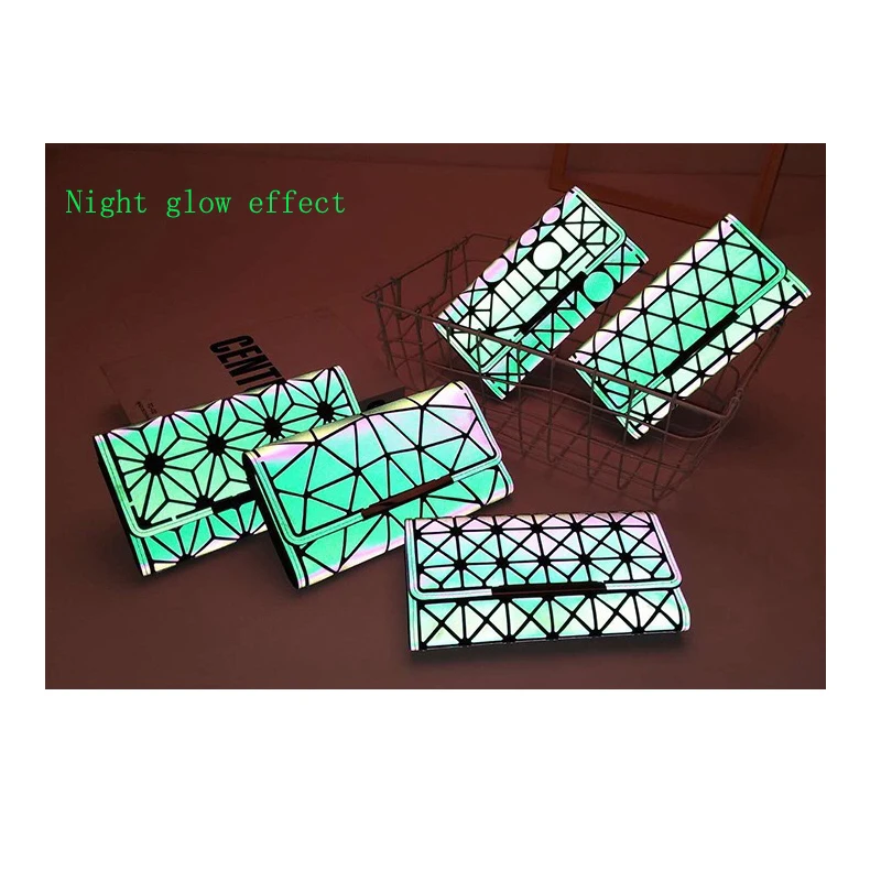 DHL30pcs  Female Noctilucent PU Long Clutch Phone Wallet