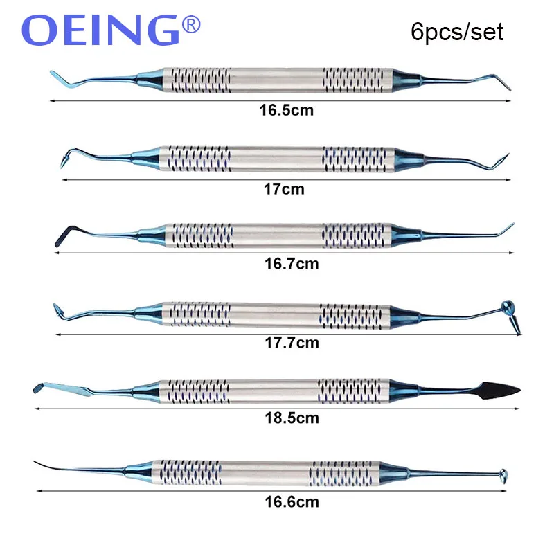 6PCS ทันตกรรมเรซินคอมโพสิตชุดบรรจุ Double-HEAD ไทเทเนียมชุบหัวหนาจับชุดฟื้นฟูทันตกรรมเครื่องมือ Mater