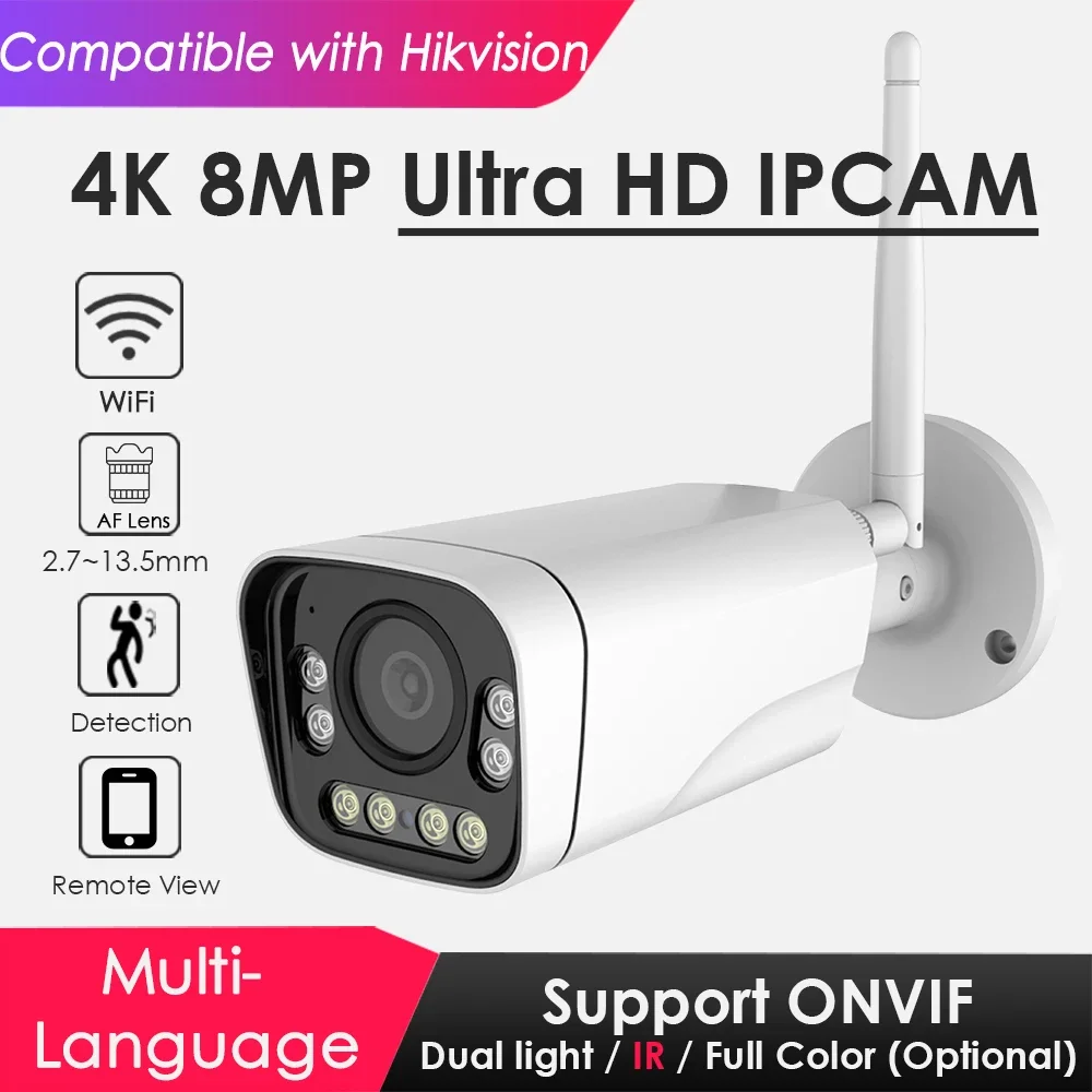 

IMX415 Wifi Wireless 4K 8MP IP Camera Hikvision Compatible Optical Zoom Dual Light Motion Detection for Home Surveillance Onvif