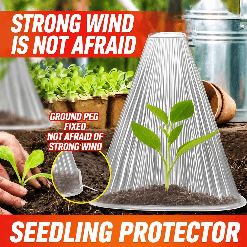 50pcs Transparent Plant Seedling Cloche Insulated Plastic Plant Bell Covers Insect Proof Bird Proof Plant Protection Cover