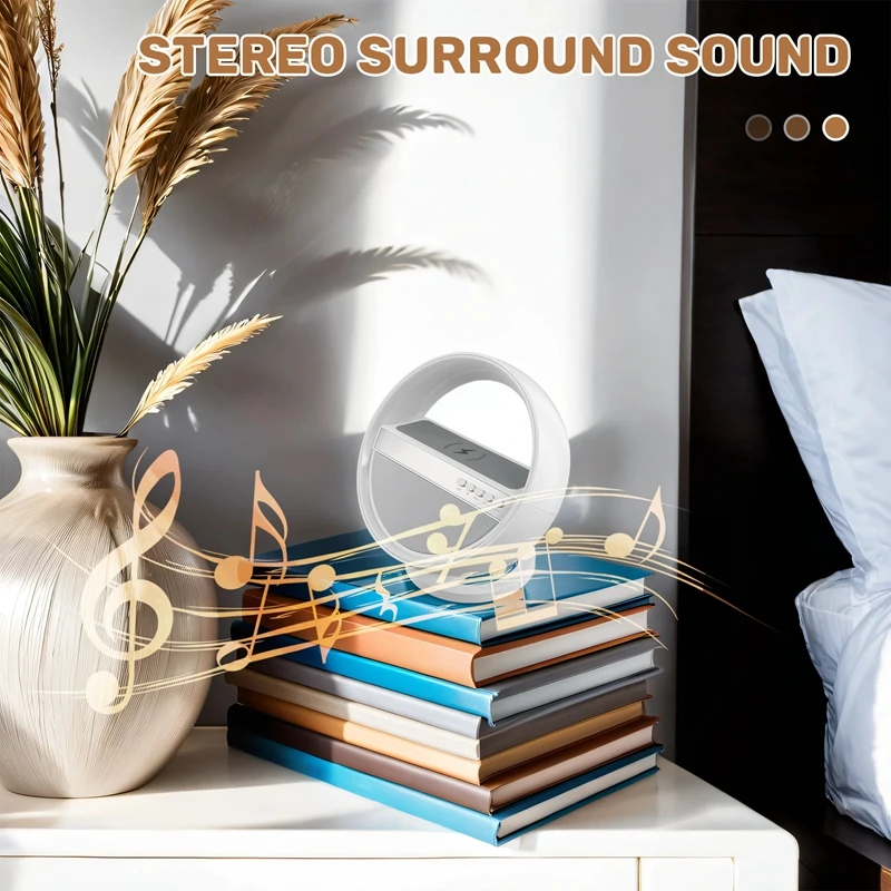 G5 Bluetooth Speaker With Intelligent Wireless Fast Charging Colorful RGB Wake Up Light USB Stage Bedside Ambient Light