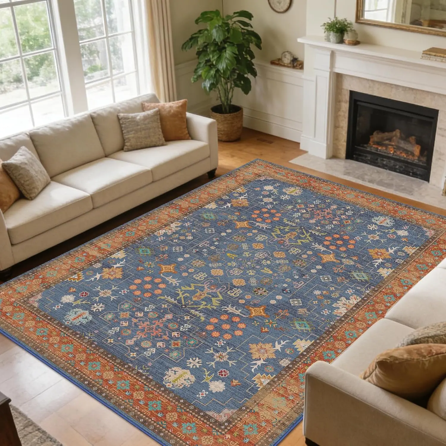 Farmhouse Vintage Floor Mat Stain Resistant Non Slip for Living Room Bedroom Dining Home Decorative Home Decor Area Rug Carpet