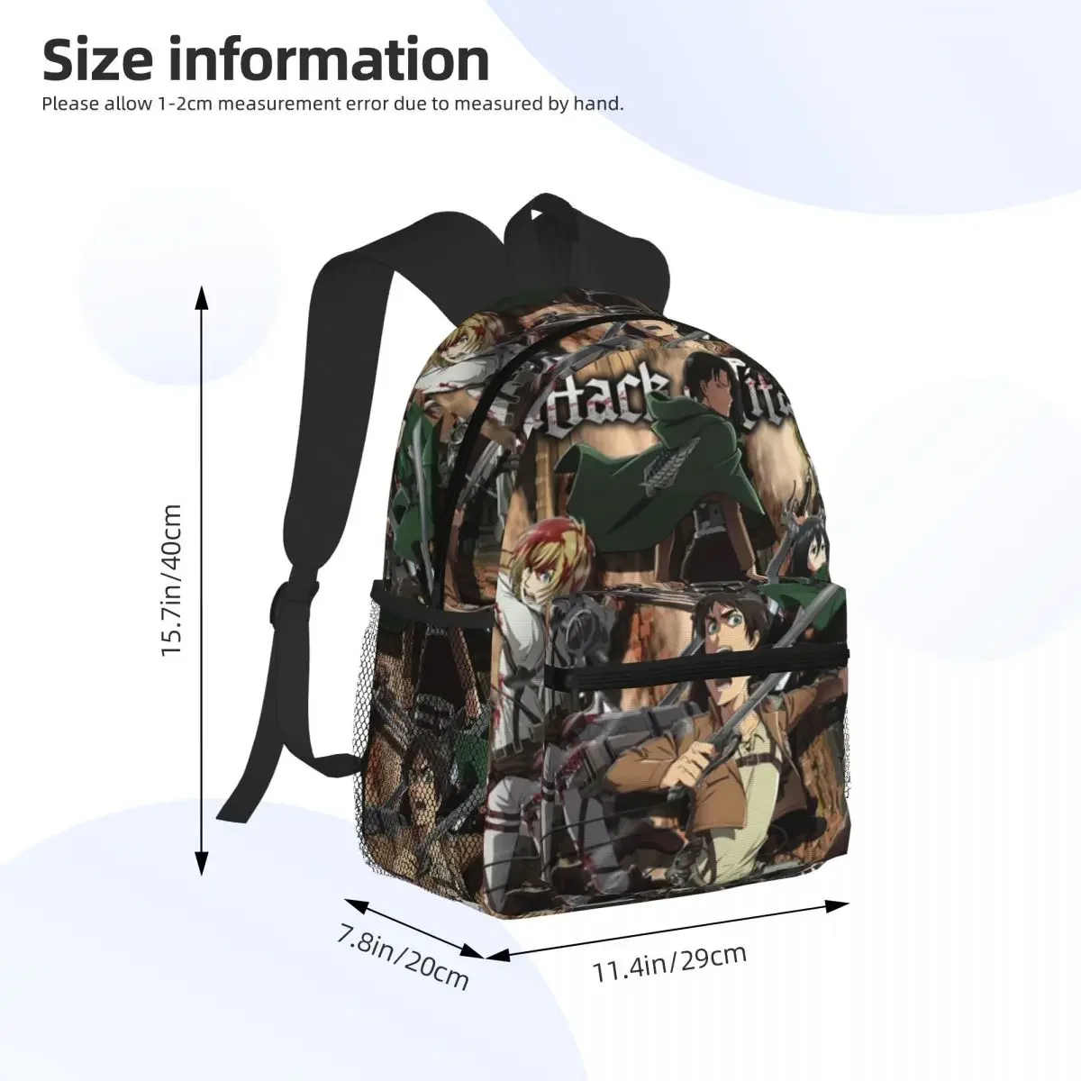 Cute Attack On Titan Student Backpack School Bag Hiking Travel Daypack for Boys Girls Fashion Bookbag Shoulder Bags