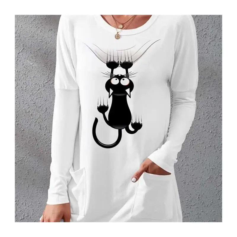 Taille ample Princ Sle longue Sve t-shirt et jupe ensemble tenue décontracté pour femmes tissu Polyester jupe trapèze Ci Walk