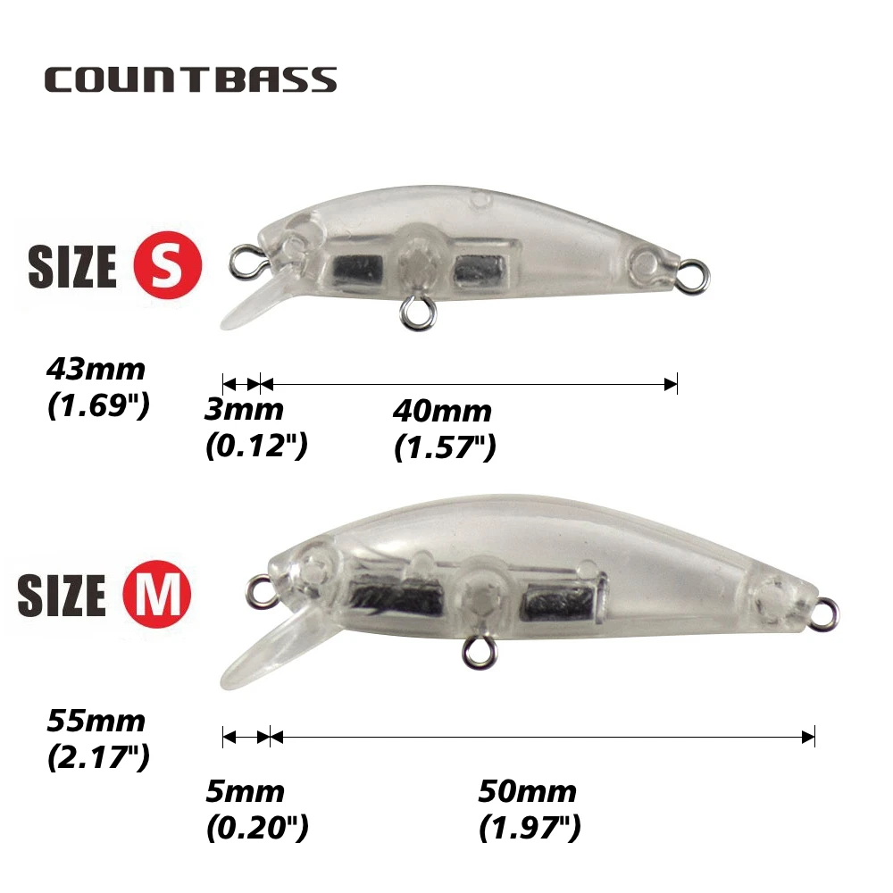 Countbass 10Pcs Blank Hard Bait Bodes, 40mm/1.6\