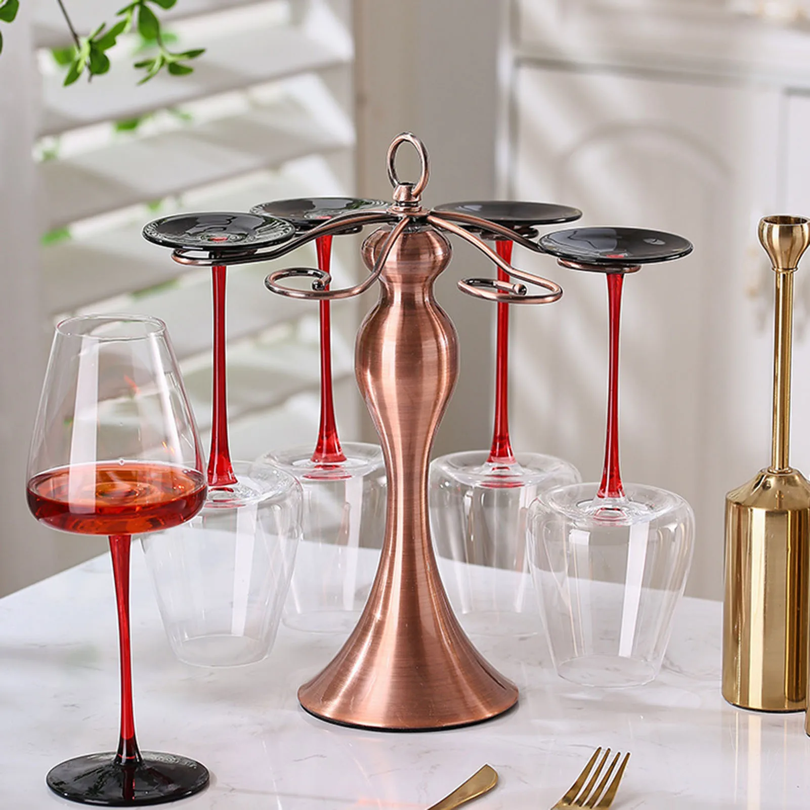 

Decorative Wine Glass Holder Antiqued Countertop Freestanding Stemware Drying Rack for Home Decor & Kitchen Storage Rack DIN889