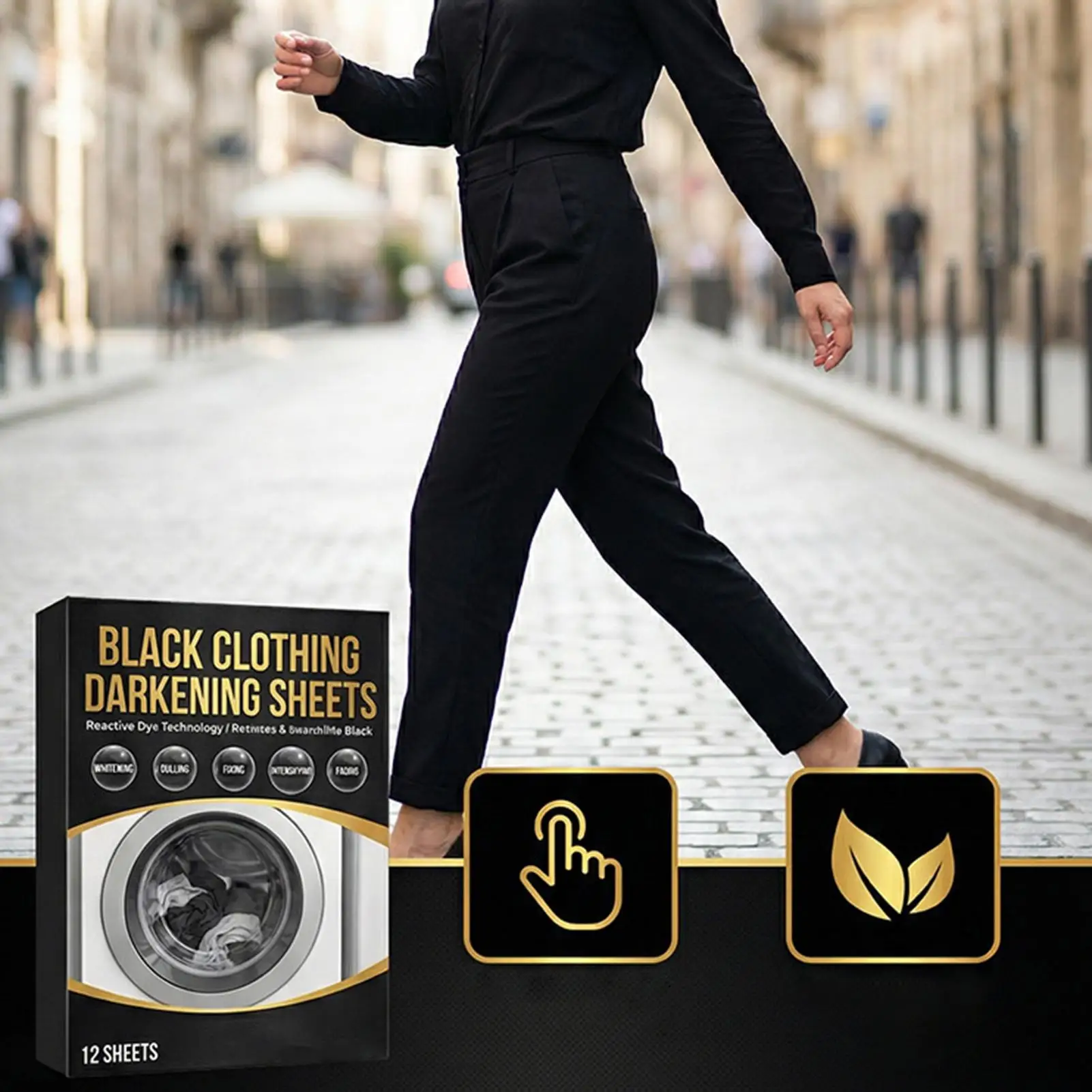 Black Clothing Color Restorer Long Lasting Intense Garment Clothing Care Washing Machine Fabric Color Booster for Collar Cuffs