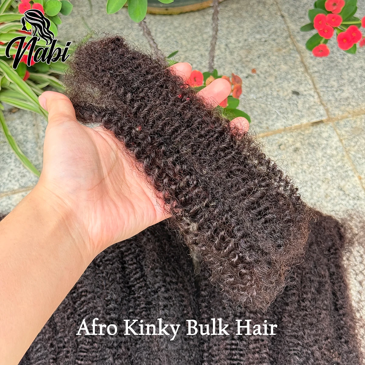 Nabi Afro Kinky Bulk Hair No Attachment Human Hair Bulk Peruvian QVR 4C Kinky Curly Wave 50g/1Pc Braiding Natural Color Braids