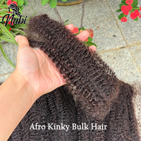Nabi Afro Kinky Bulk Braiding Human Hair 4C Natural Color Hair Bulk Peruvian QVR Kinky Curly Wave 50g/1Pc Braiding