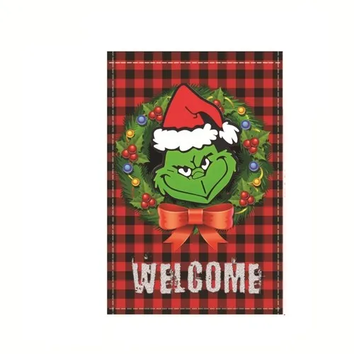 Dwustronna flaga ogrodowa 30x45 cm Wesołego Grincha dekoracje świąteczne flaga ogrodowa YYX