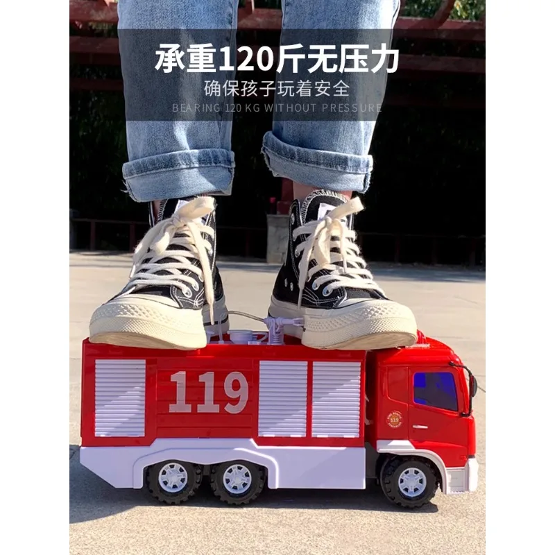 Oversized Fire Truck Toy Car, Firefighter, Sprayable, Child, Rescue Car, Model Boy, Baby 2-3 Years Old, 4