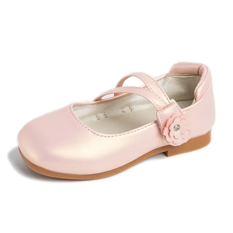 Princess Girls Shoes Kids Leather Shoes For Medium Big Girl Children Casual Flats Floral Flowers Shoes For Wedding Birthday Show