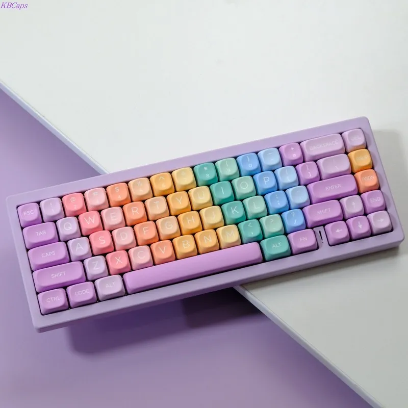 Rainbow Candy Themed Keycaps 126 Keys Moa Cherry Profile Pbt Thermal Sublimation Mechanical Keyboard Personalized Keycaps