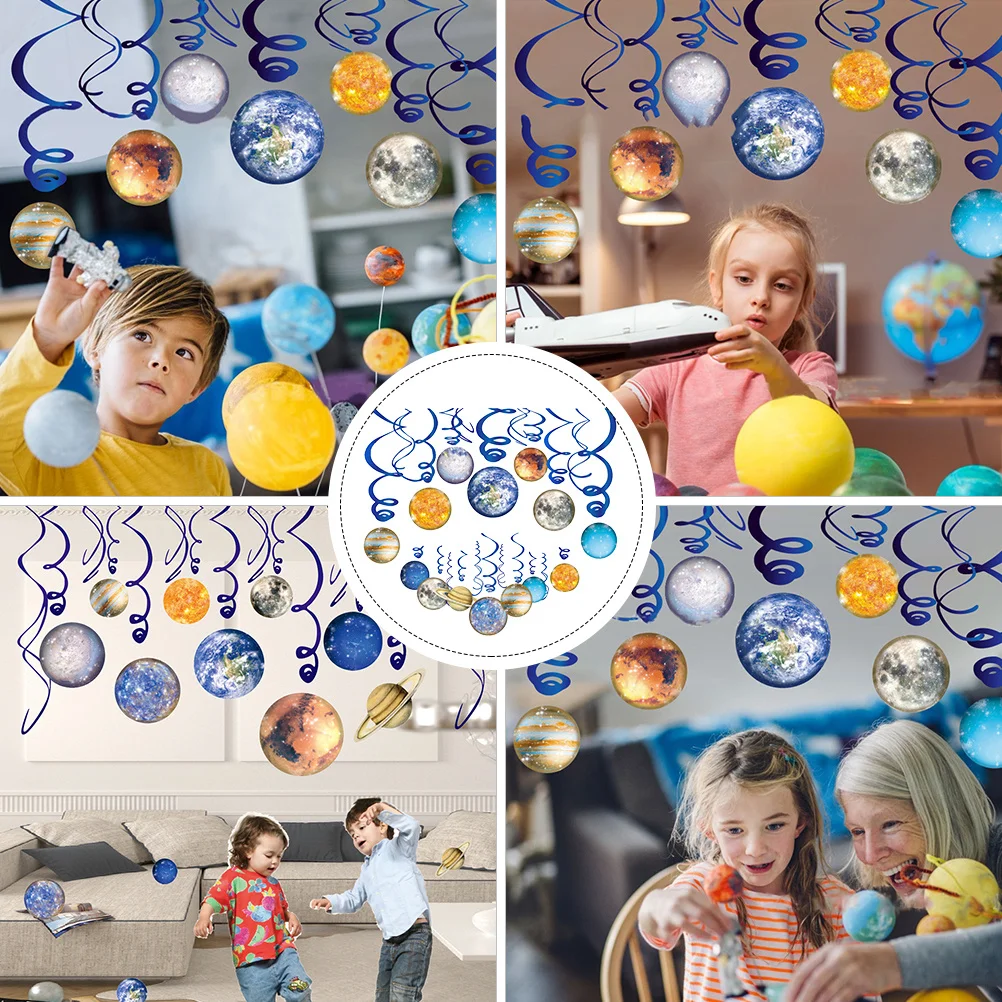 

1Set Outer Space Swirls Streamers 30 Hanging Spiral Whirls 15 Decor Space Party Supplies Solar System Hanging