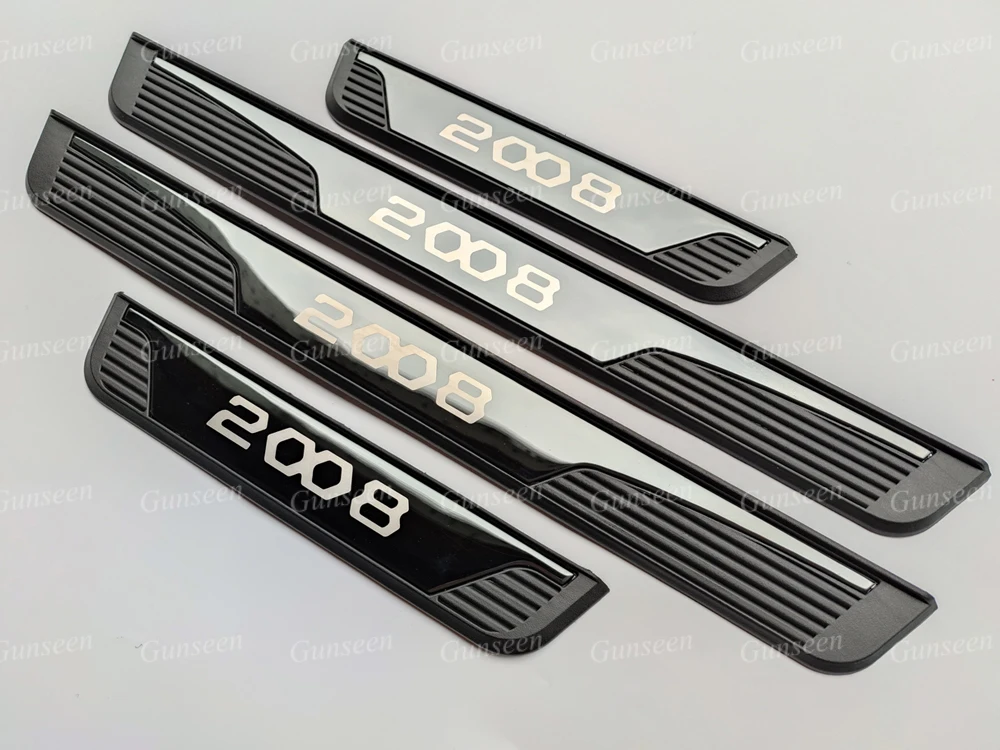 For Peugeot 2008 GT Car Door Sill Protector Scuff Plate Accessories Pedal Styling Sticker 2021 2020 2019 2018 2017 2015 2016