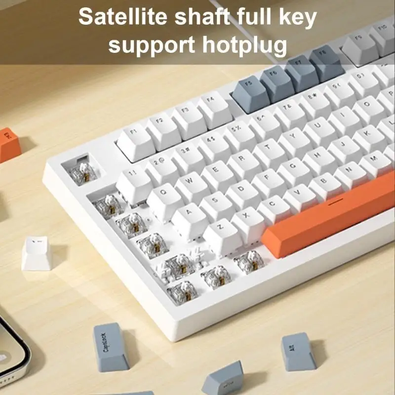 

D5BB Mechanical Keyboard 98Keys, Backlits Wire Keyboard, for Gamers Shaft Components