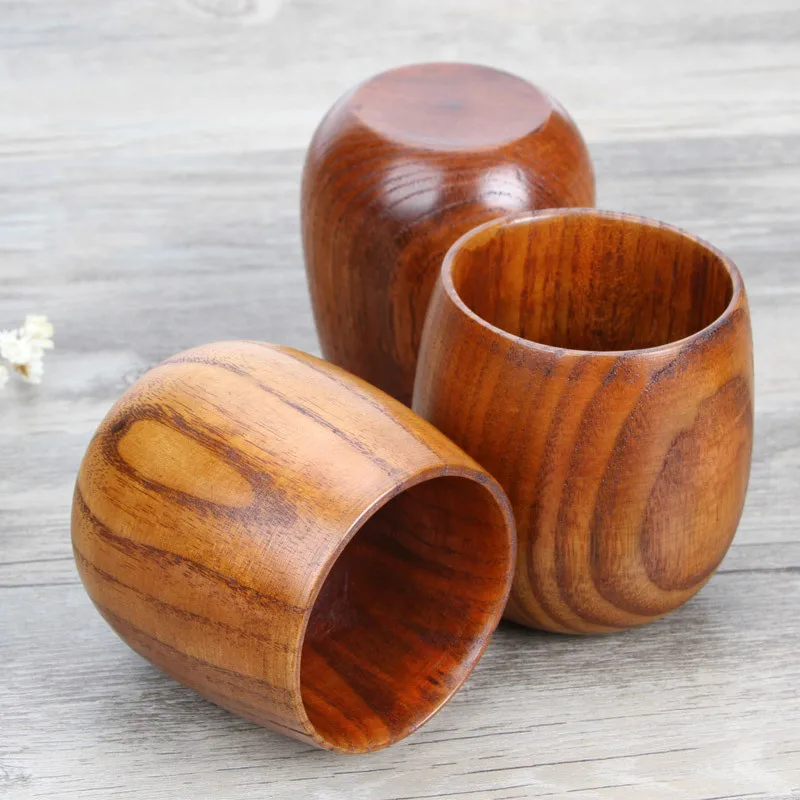 Eco Friendly Natural Custom Handmade Wooden Cup Yerba Mate Cup Japanese Wooden Coffee Mug Tea Drinking Cups With Handle/