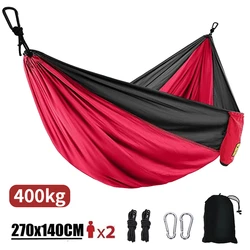 Outdoor Nylon Parachute Tecido Hammock Portátil, único e duplo tamanho, Camping, Caminhadas, Jardim, 270x140cm