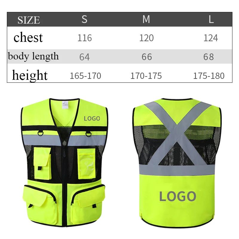 

9 Pockets Class 2 High Visible Reflective Safety Vest Breathable and Mesh Lining Safety Clothing Workwear