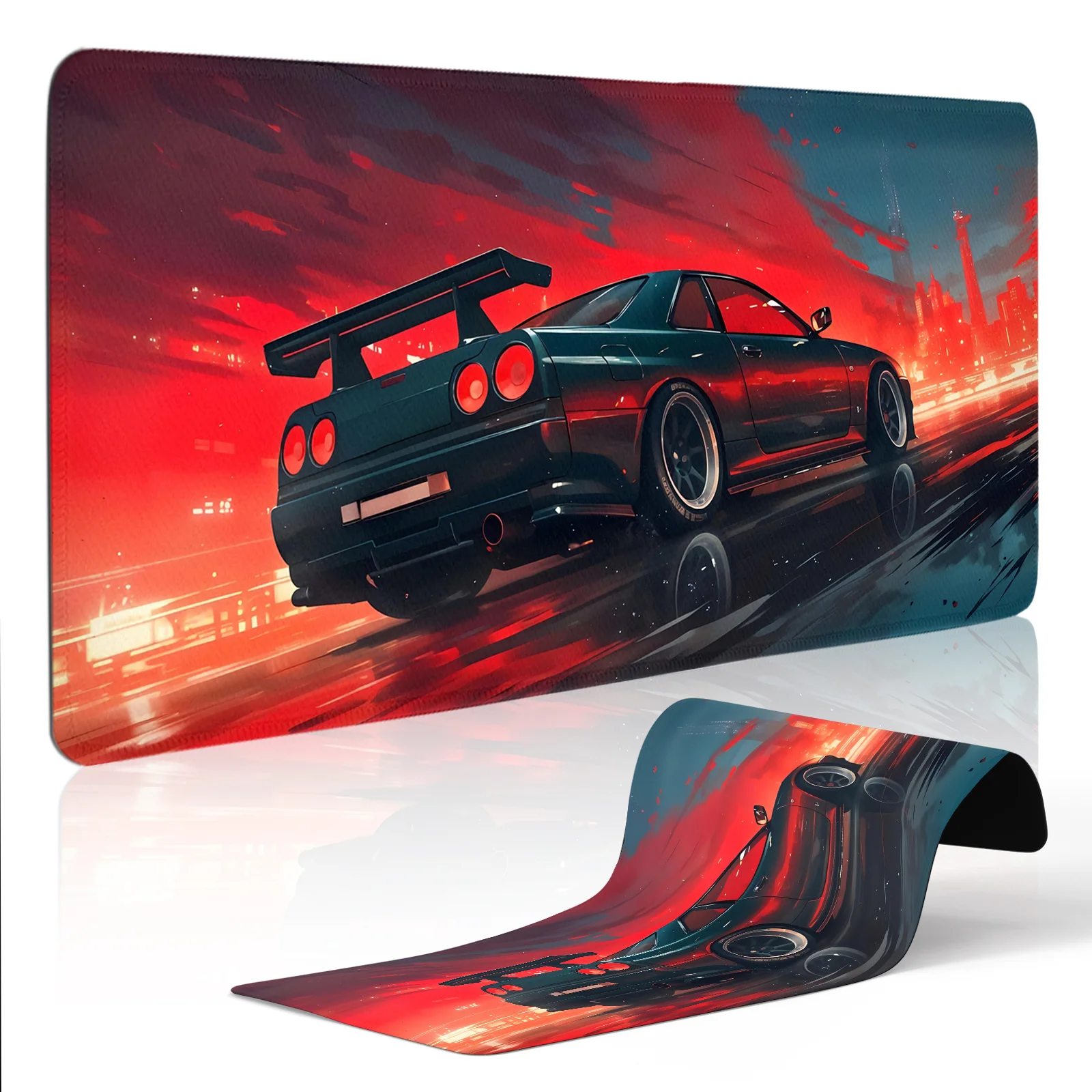 

Red sports car night scene design mousepad is made of high-quality anti-slip rubber durable and washable suitable for gamers