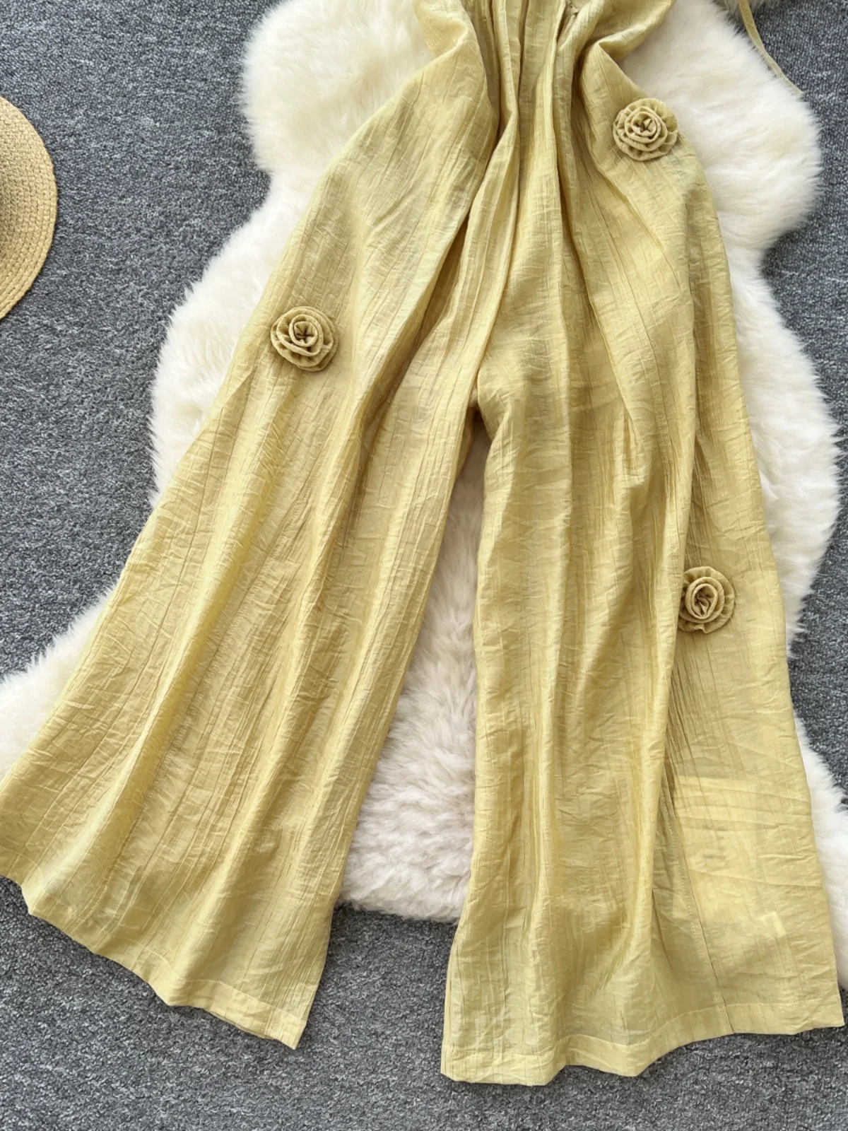 Mono de una pieza para mujer, estilo informal, hoado, de cintura alta, pierna recta, con tirantes coles en el cuello y ...