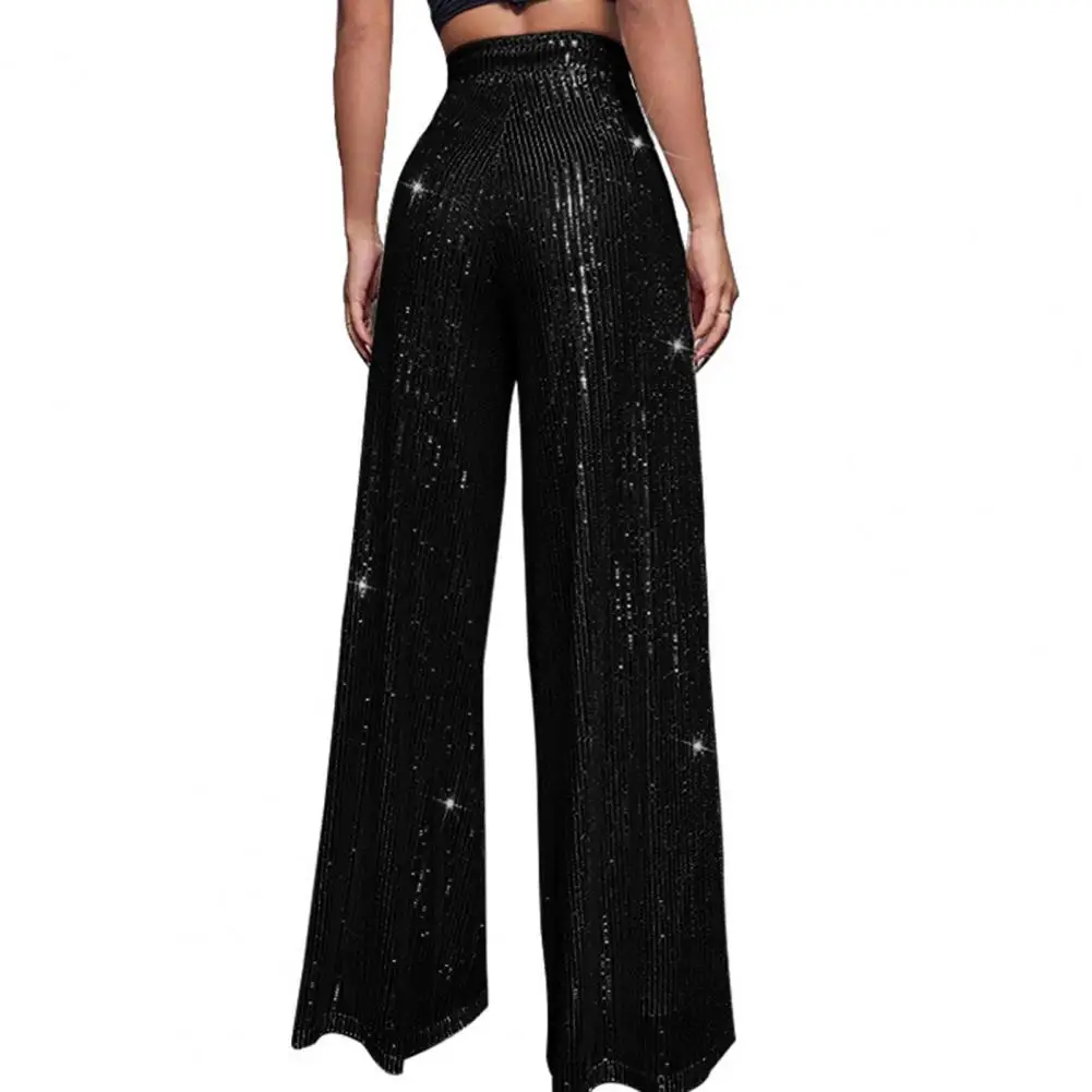 

Loose Draping Pants Women Wide-leg Sequin Pants Sparkling Sequined Wide Leg Pants for Women High Waist Nightclub Trousers