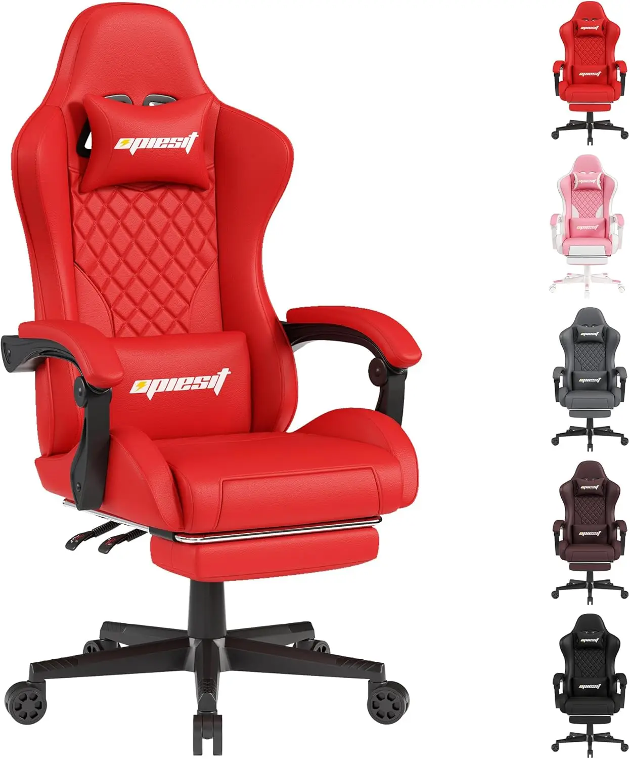 

Gaming Chair Office Chairs With Footrest And Height Adjustable, Ergonomic Computer Chair Heavy-Duty Nylon Video Game Chair With