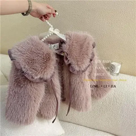 Girls\' thickened  fur grass coat Korean winter new baby fur coat children\'s clothing warm  winter coat  kids jackets for girls