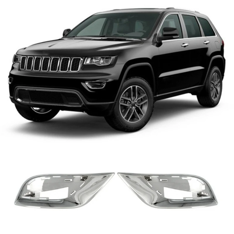 

6AH12SZ0AB Car Chrome Front Fog Light Trim Frame 6AH13SZ0AB For Jeep Grand Cherokee 2017-2021 Bumper Grille Trim