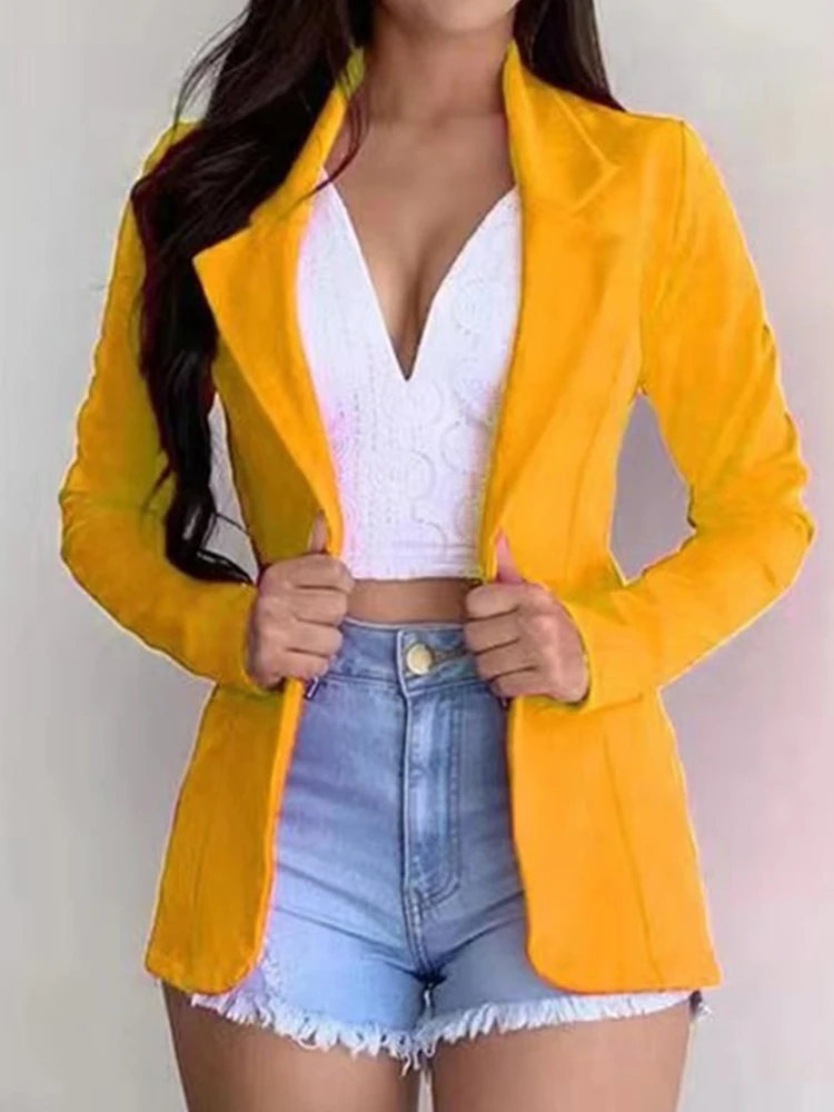 Autumn Warm Long Sleeve Turn Down Neck Women\'s Blazers Comfortable Buttons Ladies Solid Color Jacket 2024 Fashion Street Clothes