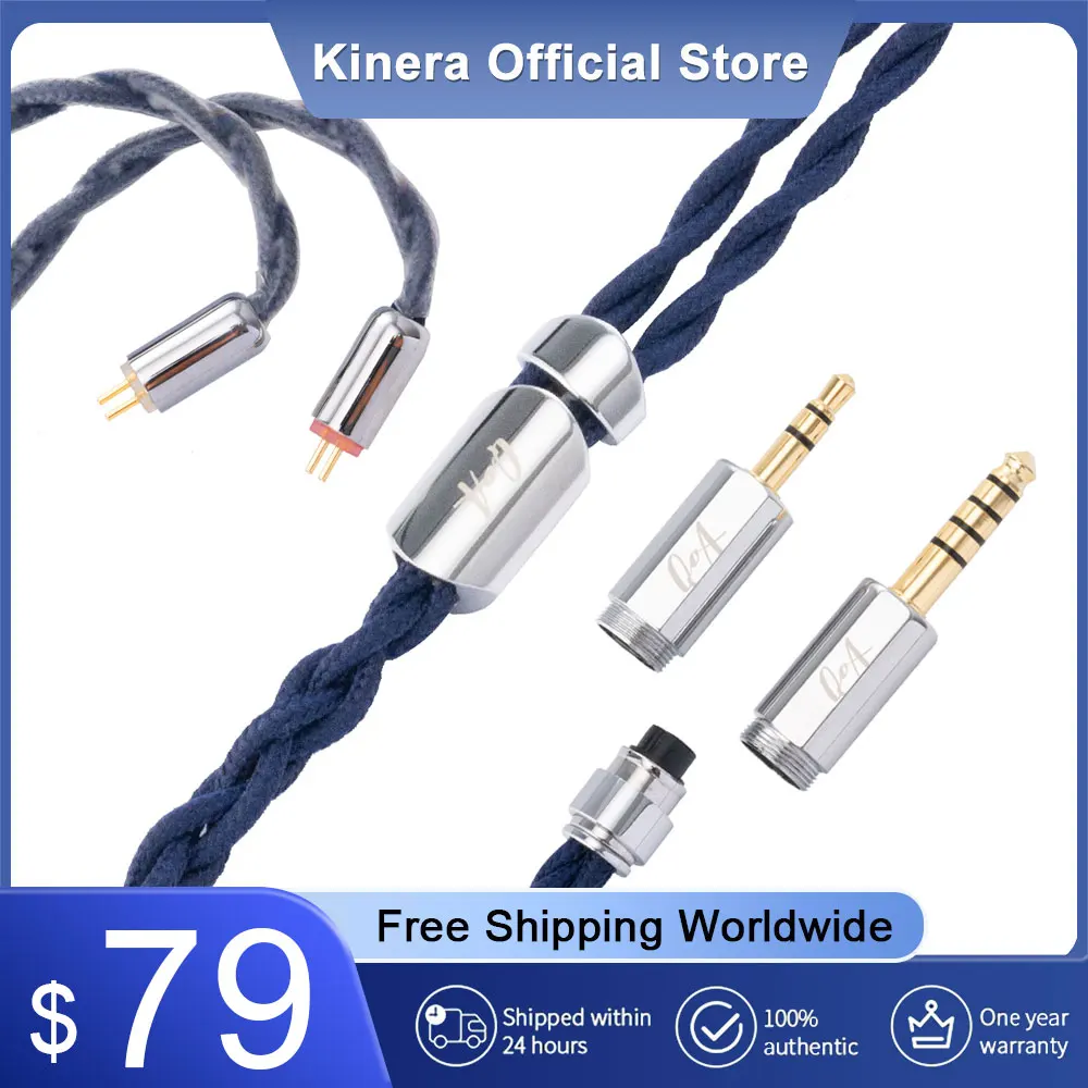 

New QOA GIN Earphone Upgrade Cable OCC+ OCC Silver-plated 3.5mm+4.4mm Replaceable Plug Headset Hifi Music Headphone Accessories