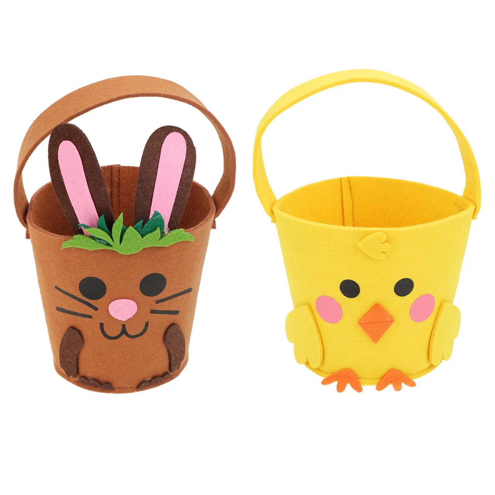 

2 Pcs Packaging Bags Felt Basket Gift Pouches Storage Cookies Holders Easter Teat for Girl