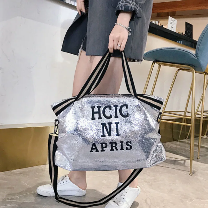 Leopard Sequin Women Handbag New High-capacity Travel Bag Letter Large Shoulder Letter Bag Hand Messenger Bag Travel Bag