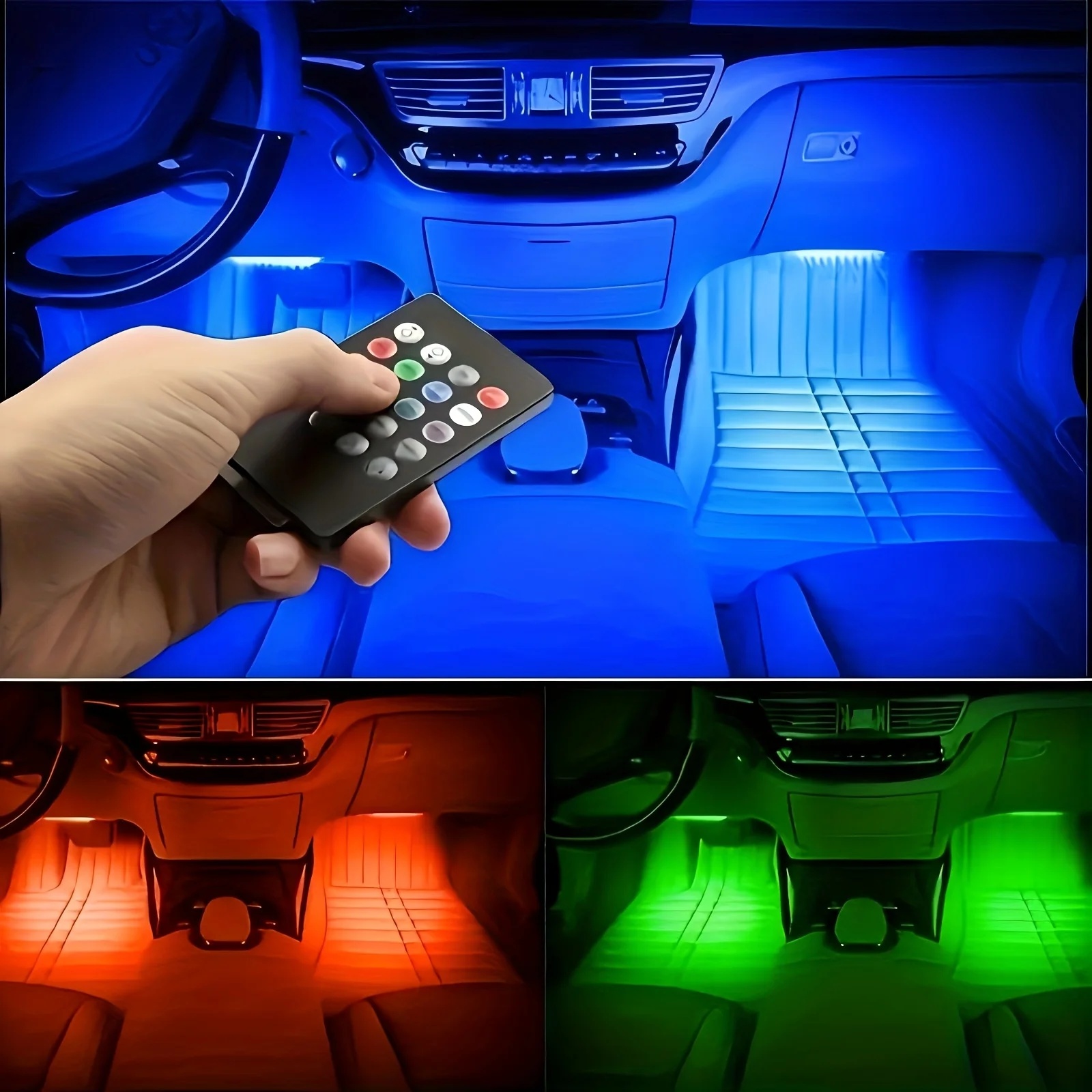 

4pcs Car Interior Atmosphere Light RGB 5V Modified Car Colorful Sole Lamp USB Mood Light Decorative LED Music Rhythm Light