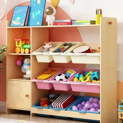 Aqua 12-Bin Toy Storage Organizer Multi-Color Kids Storage Shelf Playroom Toy Organizer with Easy-Access Bins