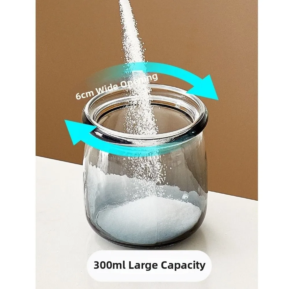 Leak Proof Glass Seasoning Bottle Retractable Spoon Light Proof Airtight Condiment Jar Dark Gradient Glass Moisture Proof