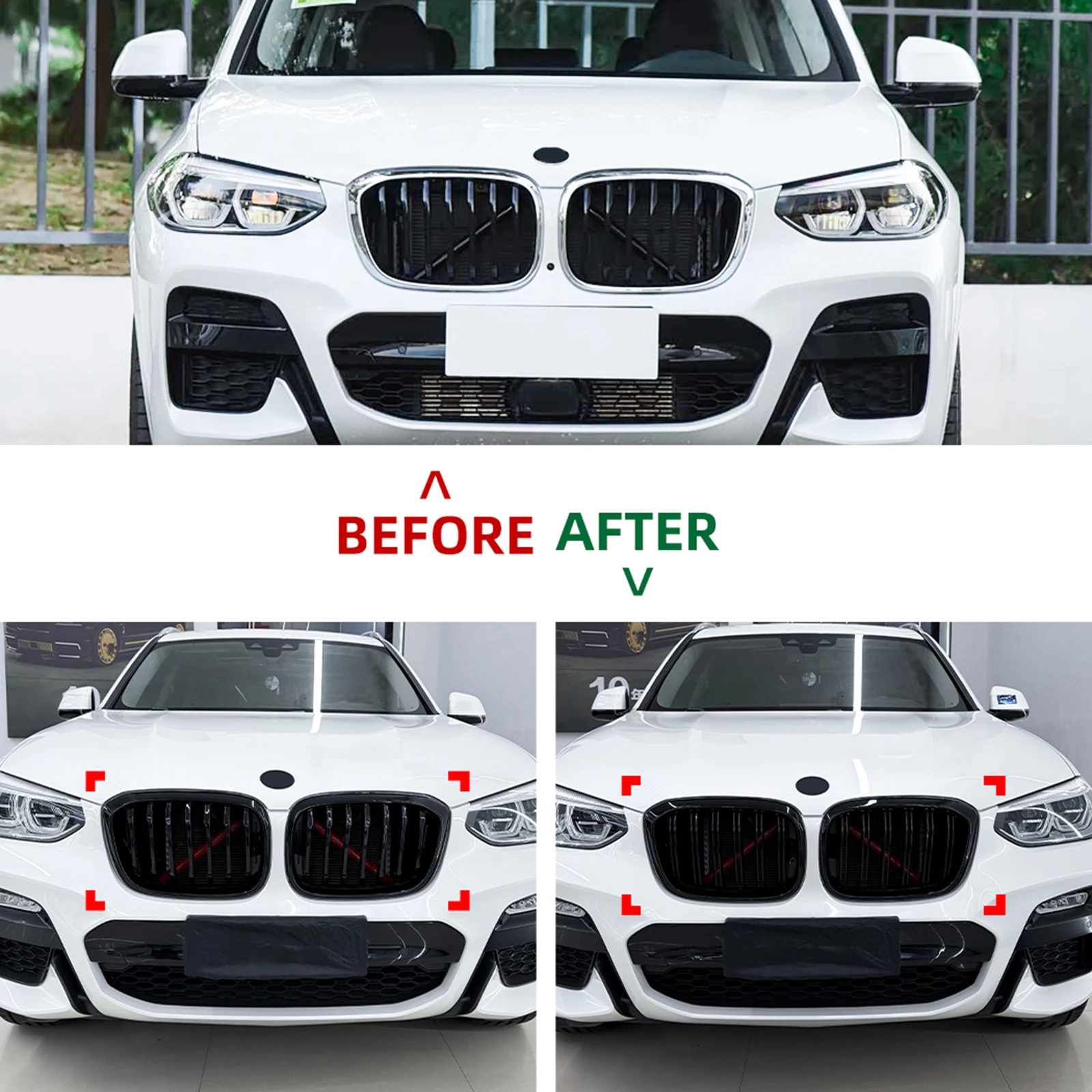 

Front Kidney Grille Racing Grill For BMW X3 G01 X4 G02 2018-2021 Car Upper Bumper Hood Radiator Vent Cover Mesh Grid Replace