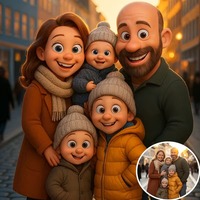 Custom Cartoon Animation Style Your Photo Canvas Print Portrait Couple Family Animal Wall Art Poster for Christmas Home Decor