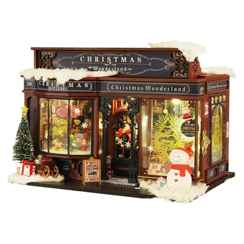 Doll House Christmas Decoration Christmas House Dolls House Wooden Doll Houses With Christmas Tree & Furniture Creative Room