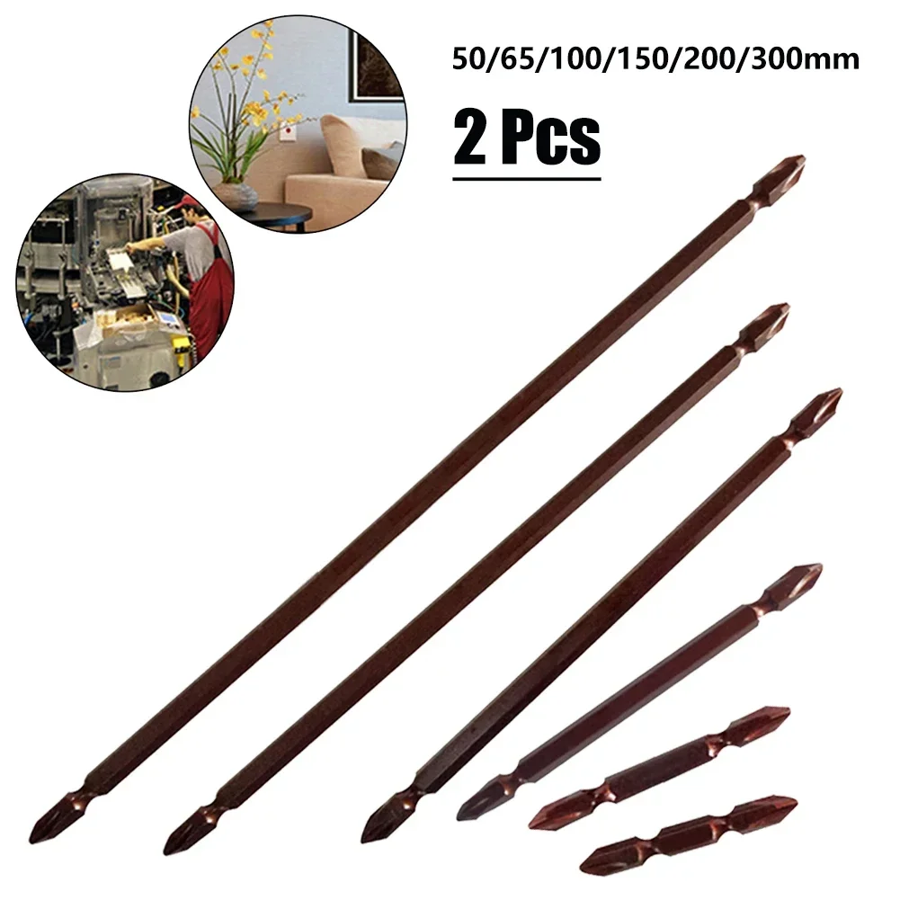 2pcs PH2 Screwdriver Bit Magnetic 1/4'' Hex Shank Cross Screwdriver Electric Screwdriver Bit Screw Driver Bit Hand Tool 50-300mm