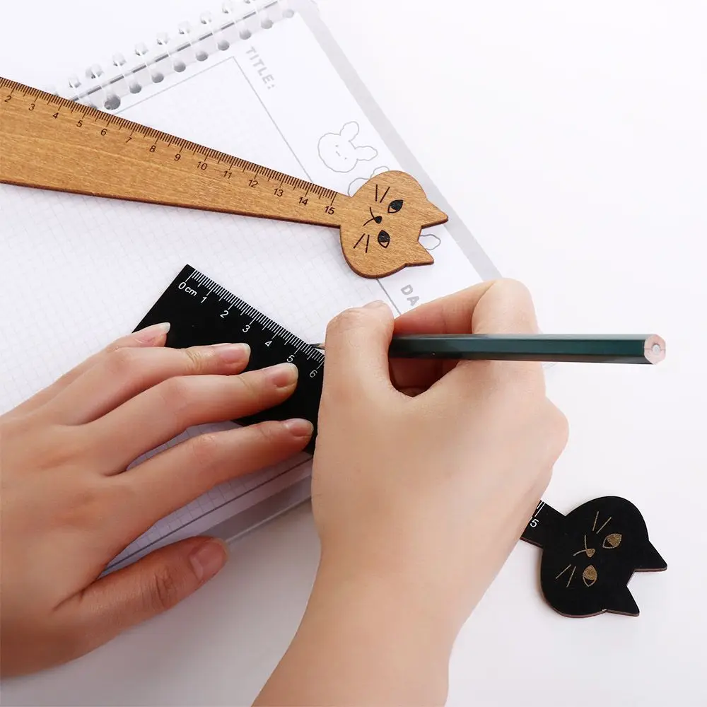 

Adorable Cat Shape Wood Ruler for Student Practical 15cm Drawing Supplies Professional Funny Artist Measurement Tool