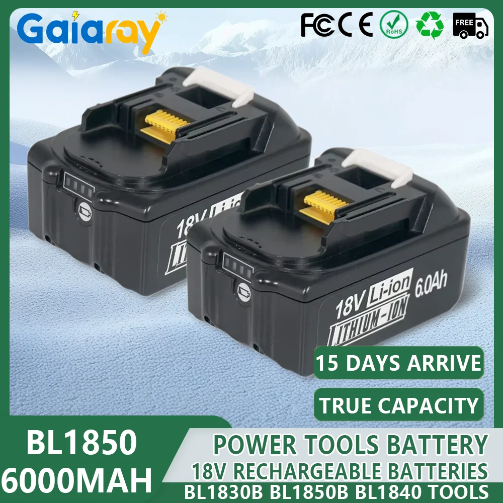 

BL1850 для Makita, 18 В, 6 Ач, аккумуляторная батарея bl1830 bl1860 bl1850B, совместимая с беспроводной шлифовальной машиной Makita 18 В