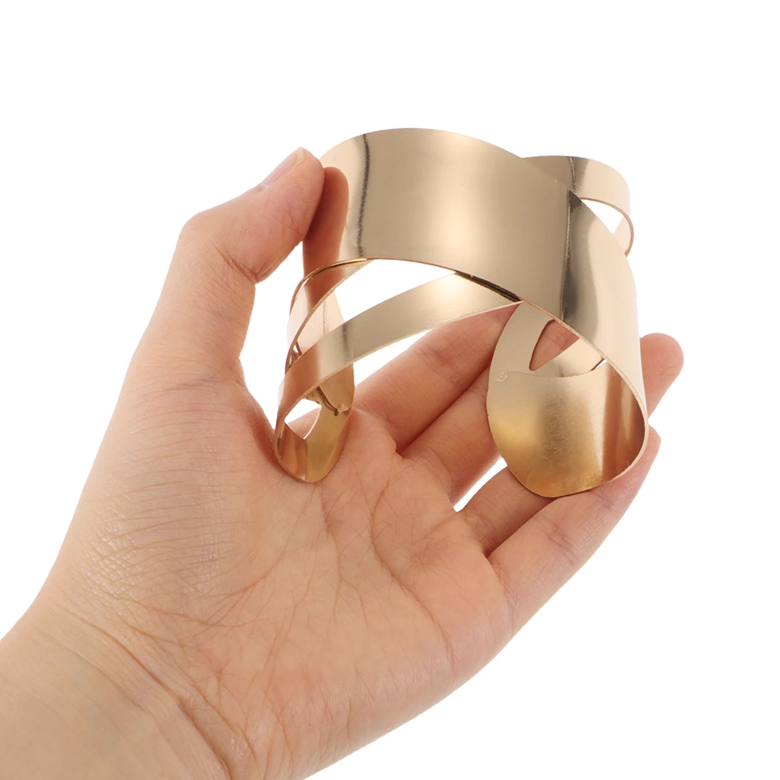 

Exaggerated Punk Bracelet Irregular Hollow Out Jewelry Golden Metal Wide Bangle