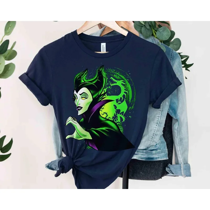 قمصان أشرار ديزني المضحكة Maleficent and Hades، قمصان زوجين الشريرية للجنسين قمصان قطنية مناسبة لجميع المواسم