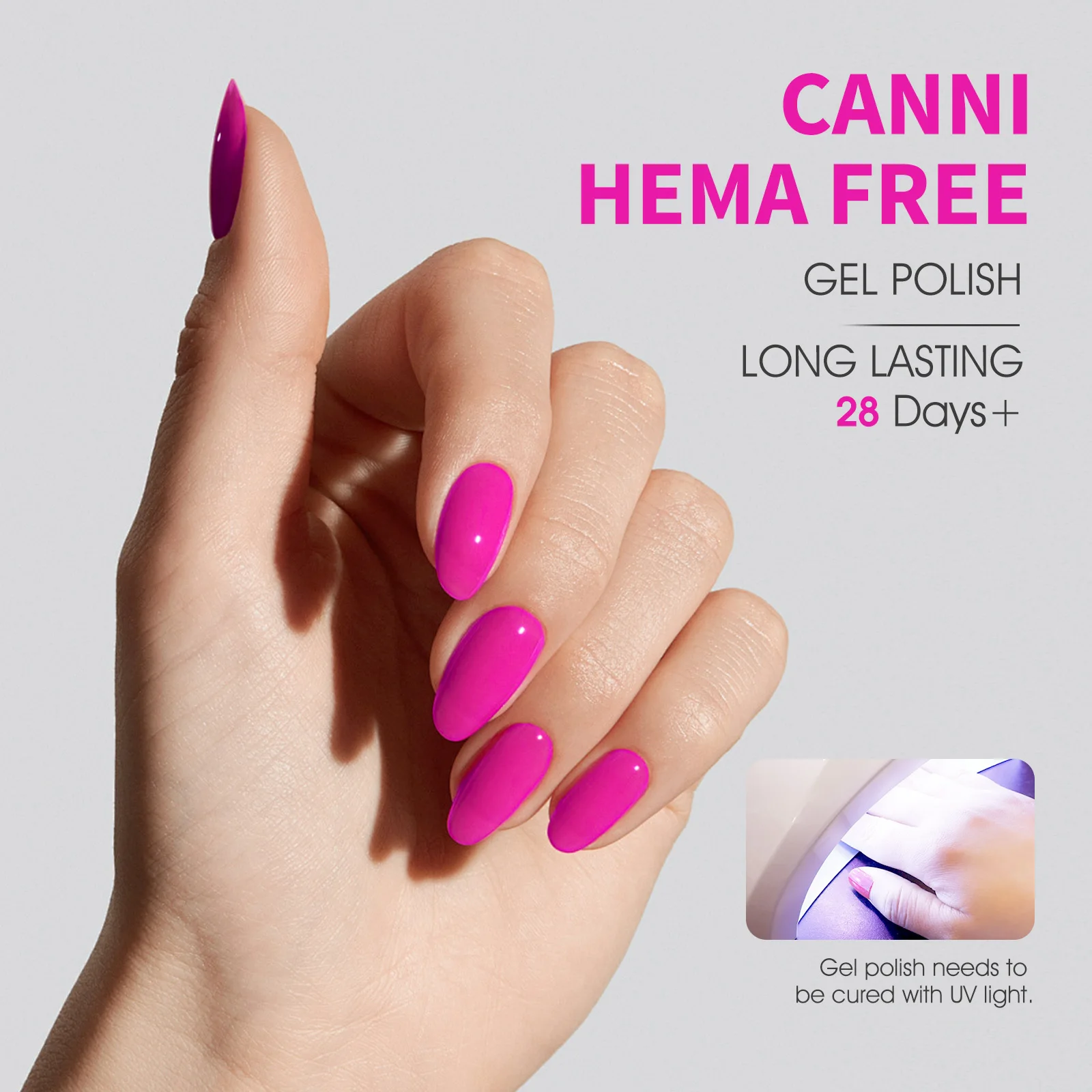 CANNI Gel-Nagellack, TPO-frei, fantastische Haftung, Konsistenz, besonders wunderschöne Farbe, Soak Off UV-LED, semi-permanenter Gel-Lack – Detail 7